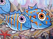 Farbenfrohe Fische Malerei von F. Frank