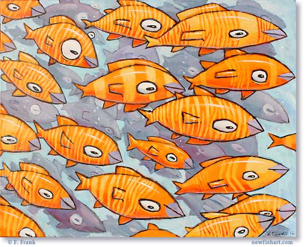 A School of Yellow and Orange Fish,fish,frank,art
